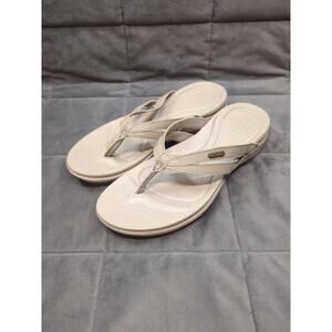 Crocs Dual Comfort Sandal Women 9 Thong Flip Flop Tan